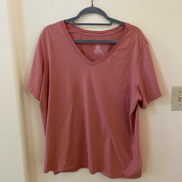 BOMBAS BEE BETTER COTTON LIGHTWEIGHT PINK V-NECK T-SHIRT SIZE 1X - Picture 2 of 4